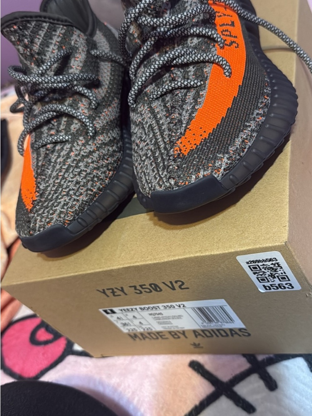 adidas Yeezy Boost 350 V2 Black and Orange Knit Sneakers